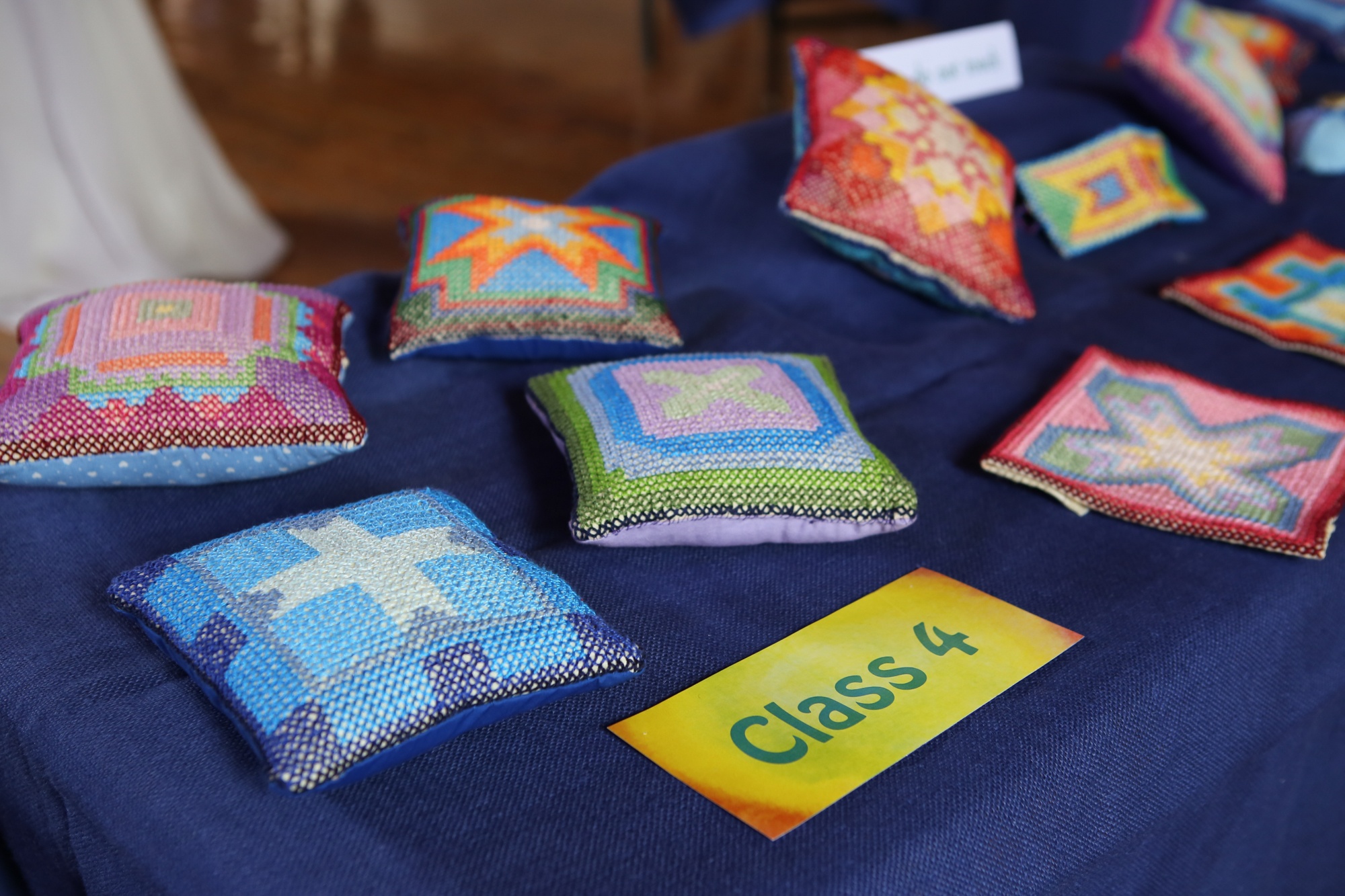 Class 4 handwork cross stitch cushion